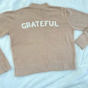 Spiritual Gangster tan, super cozy, soft sweater. Size M